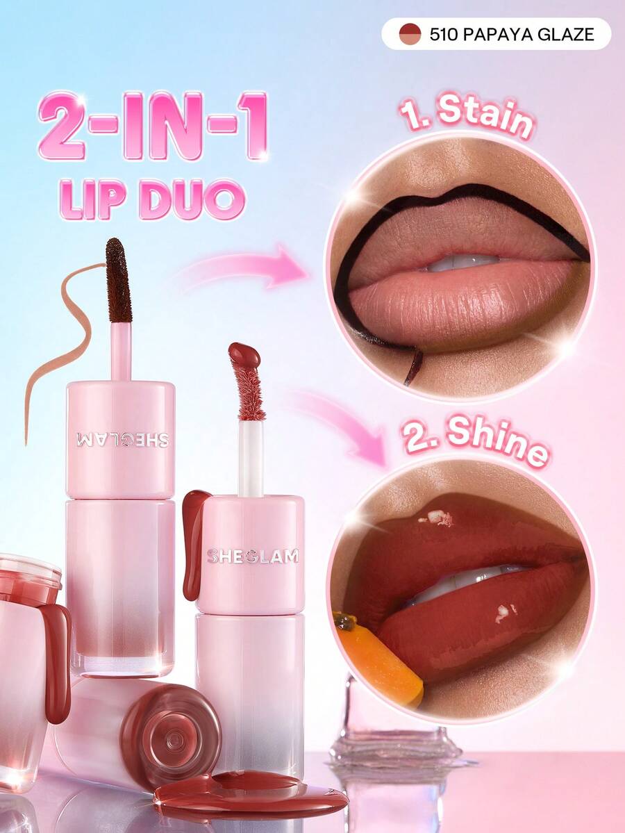 SHEGLAM Line To Shine Peel-Off Lip Stain & Gloss Duo