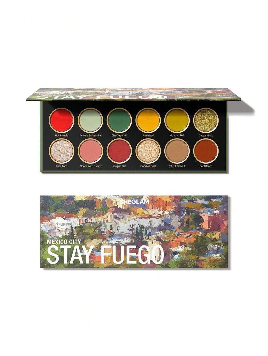 SHEGLAM Stay Fuego, Mexico Palette 12-Clolor Shimmer Metallic Matte Eyeshadow Palette